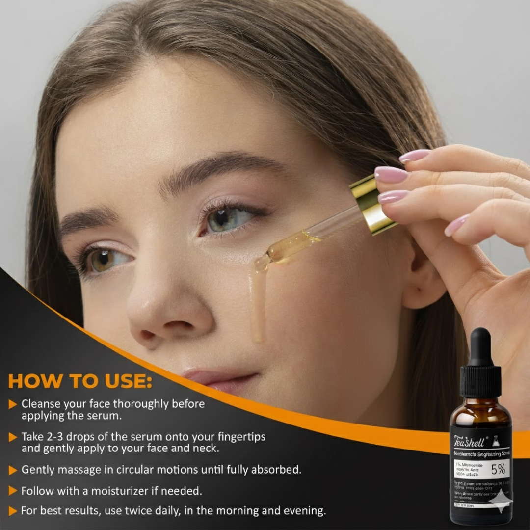 Teashell Niacinamide Brightening Serum | 5% Niacinamide + Alpha-Arbutin + Ascorbyl Acid | Fades Dark Spots, Evens Skin Tone & Boosts Glow