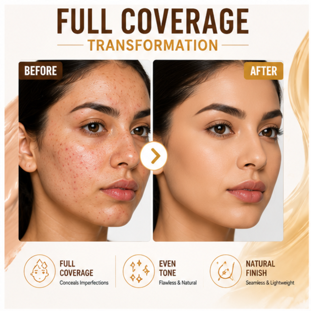 Flicka HD Foundation + Tgideas Hair Straightening Spray – Full Coverage Face & Sleek Hair Duo – Flawless, Long-Lasting Foundation with SPF + Frizz-Free, Heat Protectant Hair Spray