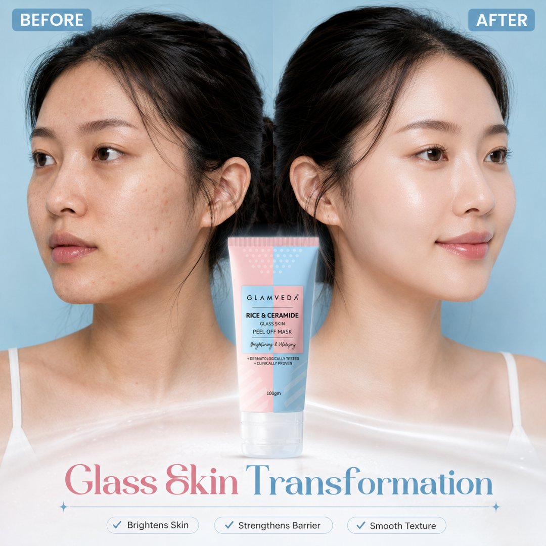 GLAMVEDA Rice & Ceramide Glass Skin Peel-Off Mask – Reveal Smooth, Radiant & Glass-Like Skin – Brightens Dull Skin, Strengthens Barrier, Deeply Hydrates & Nourishes