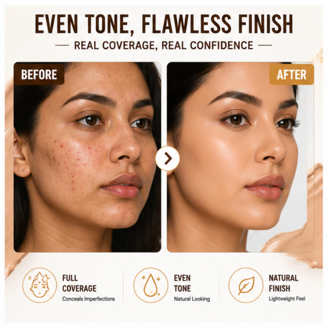 Flicka HD Foundation + Tgideas Hair Straightening Spray – Full Coverage Face & Sleek Hair Duo – Flawless, Long-Lasting Foundation with SPF + Frizz-Free, Heat Protectant Hair Spray