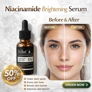 Teashell Niacinamide Brightening Serum | 5% Niacinamide + Alpha-Arbutin + Ascorbyl Acid | Fades Dark Spots, Evens Skin Tone & Boosts Glow