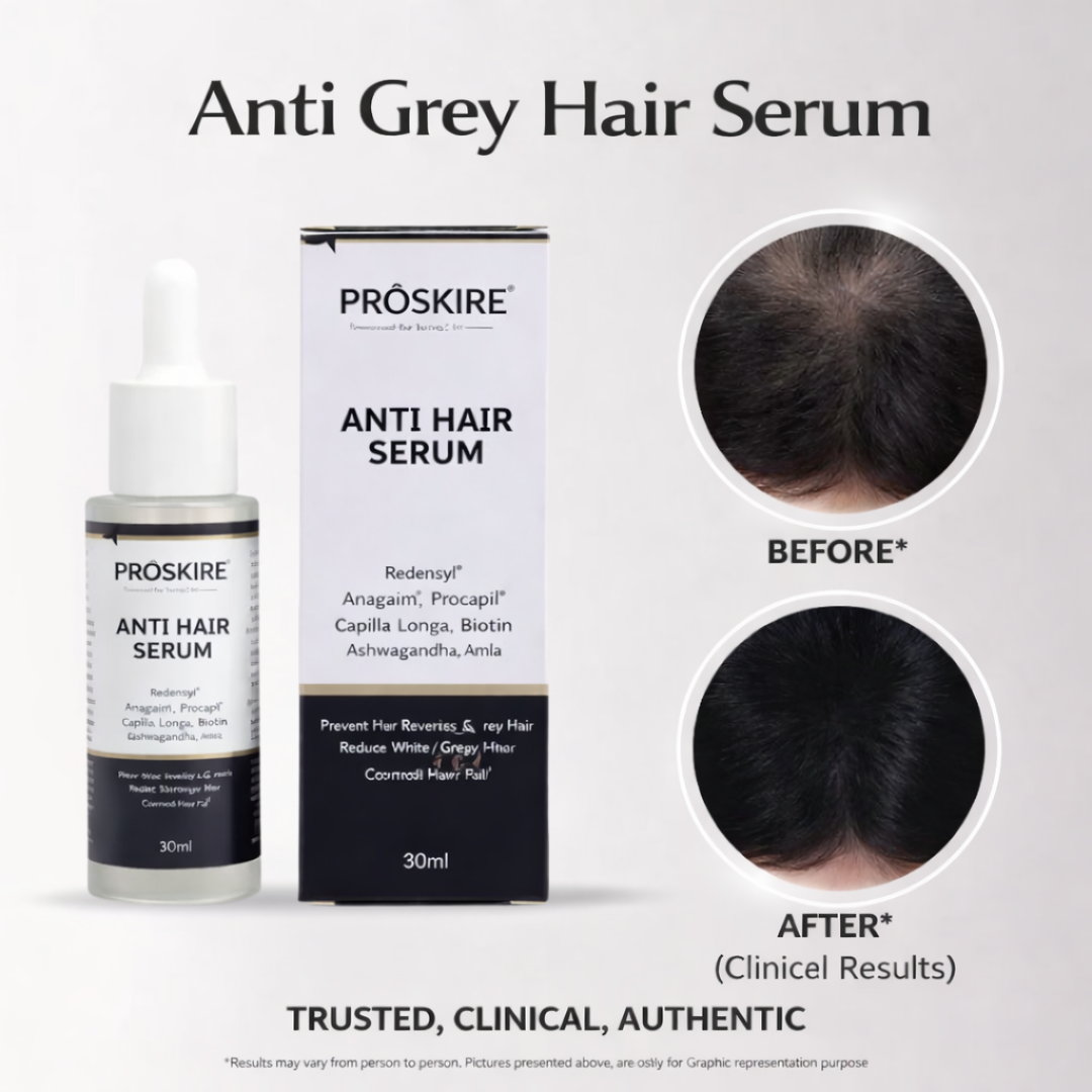 Proskire Anti-Grey Hair Serum – Reverses Grey Hair, Reduces Hair Fall & Restores Hair Color