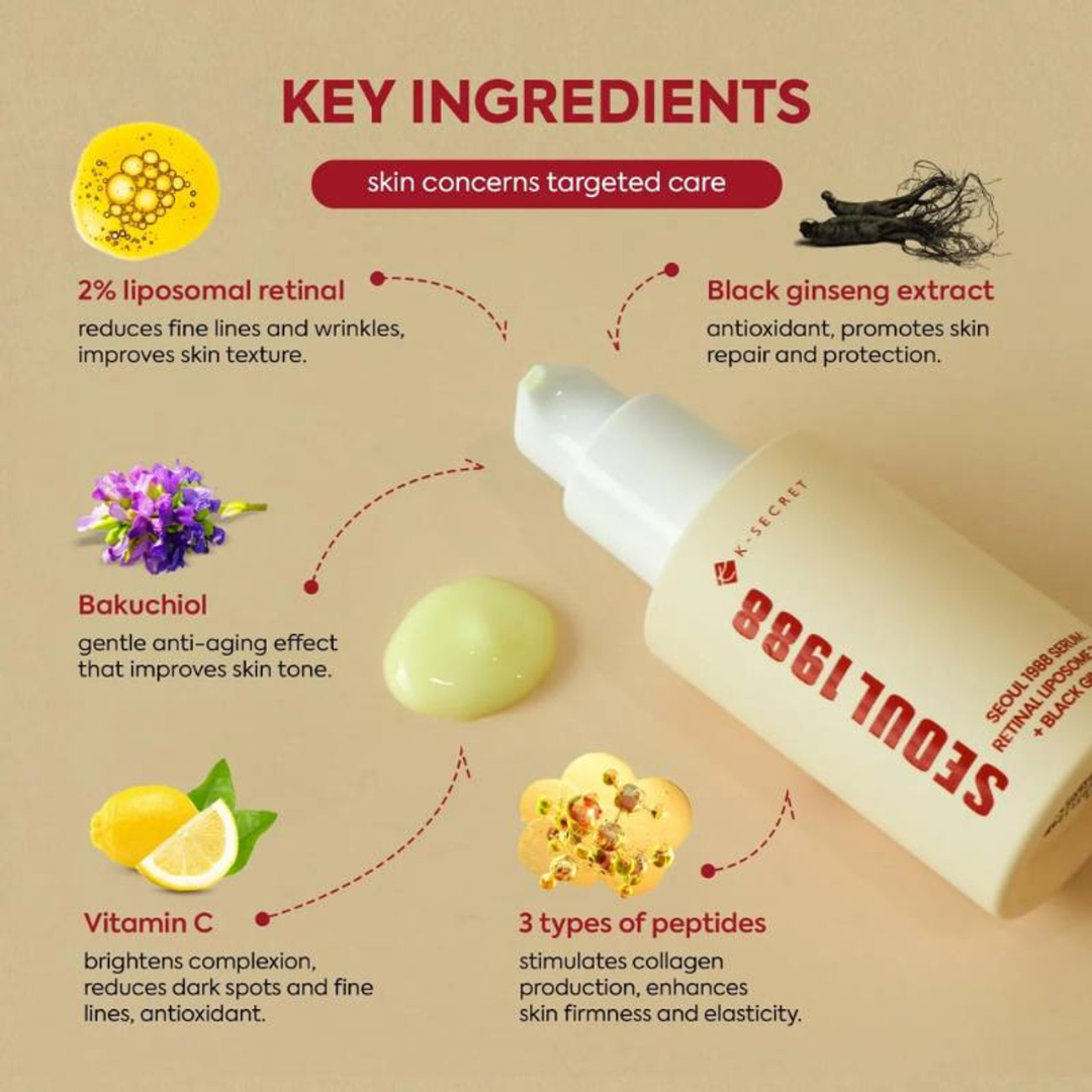 SEOUL 1988 Serum: Retinal + Black Ginseng (Glow, Firm, and Smooth – All in One Bottle)